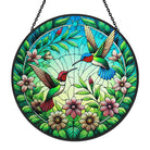 Hummingbird and Flowers Sun Catcher Decoration Stained Glass Window Hanging