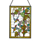 Hummingbird and Grape Trellis Sun Catcher Decoration Stained Glass Window Hanging