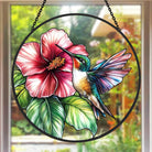 Hummingbird and Hibiscus Sun Catcher Decoration Stained Glass Window Hanging