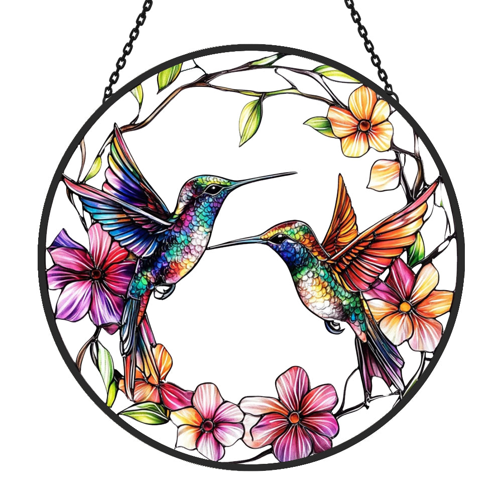 Hummingbird Sun Catcher Decoration Stained Glass Window Hanging