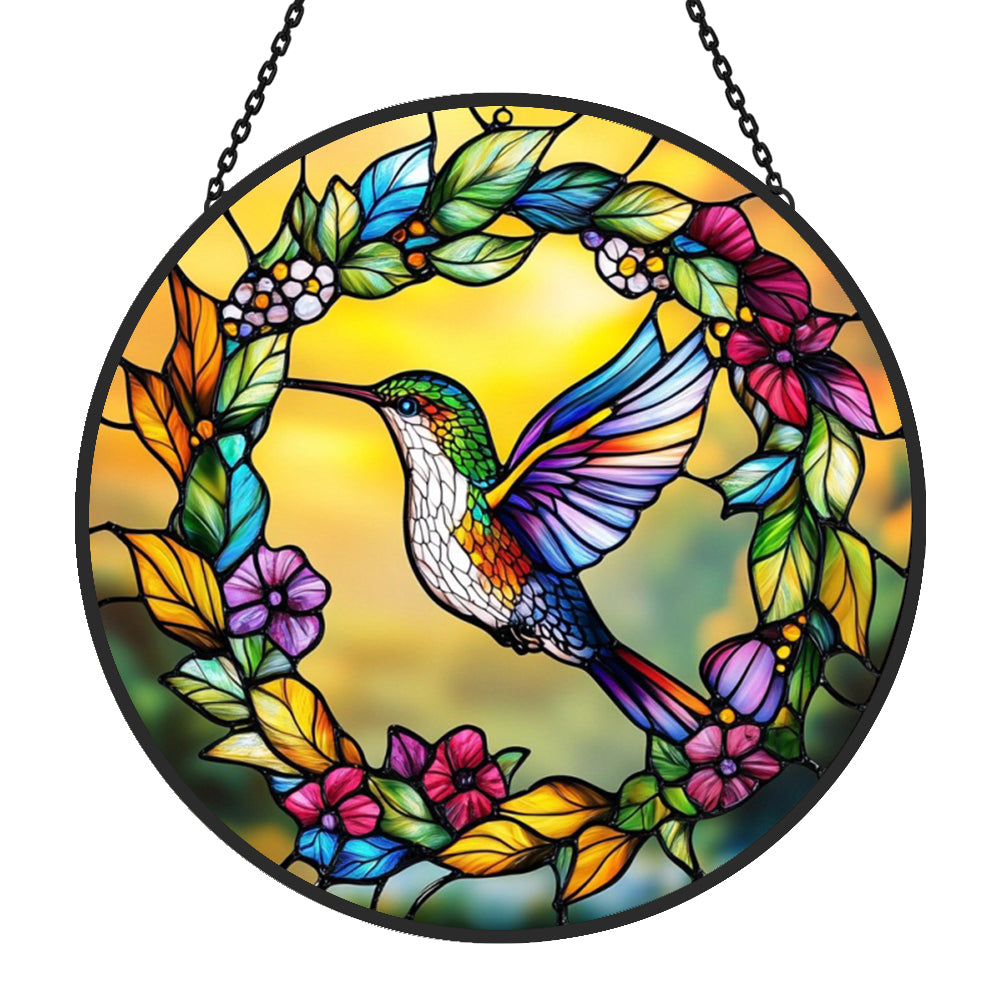 Hummingbird Sun Catcher Decoration Stained Glass Window Hanging