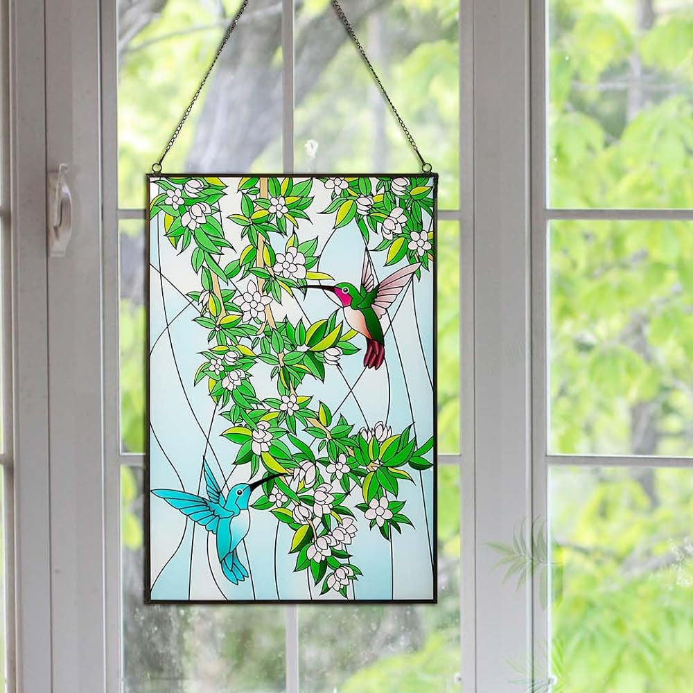 Hummingbird Sun Catcher Decoration Stained Glass Window Hanging