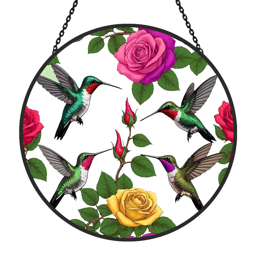 Hummingbird Sun Catcher Decoration Stained Glass Window Hanging