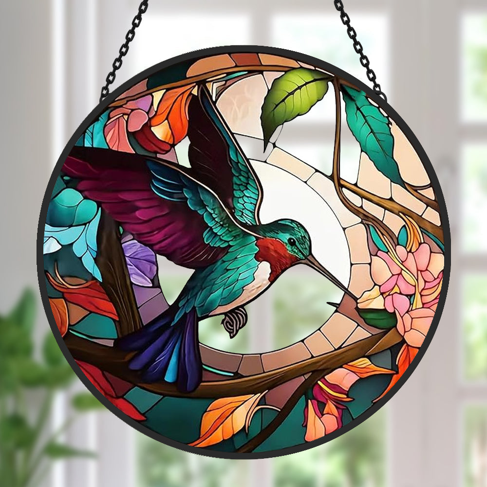 Hummingbird Sun Catcher Decoration Stained Glass Window Hanging