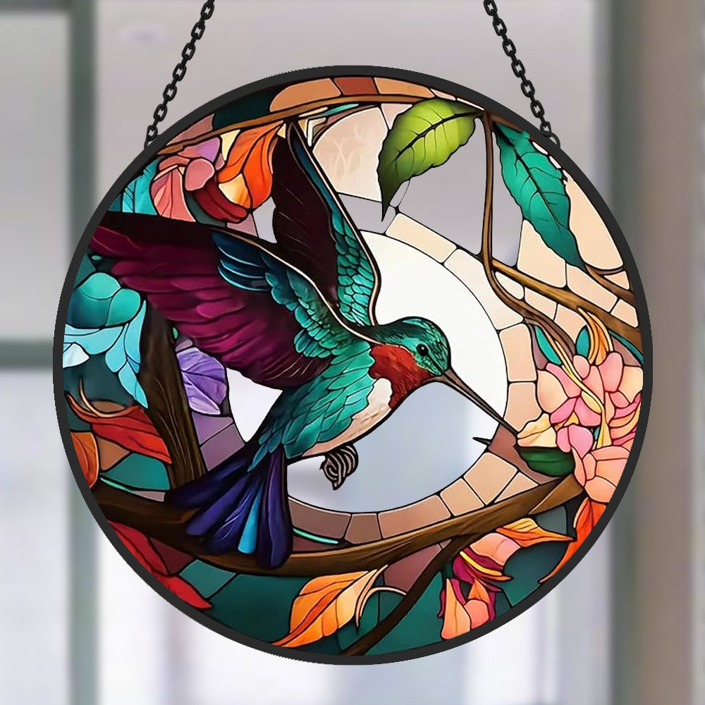 Hummingbird Sun Catcher Decoration Stained Glass Window Hanging