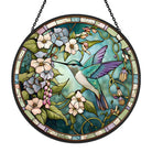 Hummingbirds and Flowers Sun Catcher Decoration Stained Glass Window Hanging