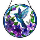 Hummingbirds and Flowers Sun Catcher Decoration Stained Glass Window Hanging