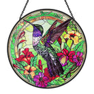 Hummingbirds and Flowers Sun Catcher Decoration Stained Glass Window Hanging