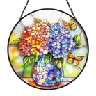 Hydrangea and Butterfly Sun Catcher Decoration Stained Glass Window Hanging