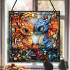 Ice and Fire Dragon Sun Catcher Decoration Stained Glass Window Hanging