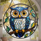 Owl Sun Catcher Decoration Stained Glass Window Hanging