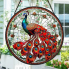 Peacock Sun Catcher Decoration Stained Glass Window Hanging