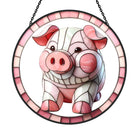 Pig Sun Catcher Decoration Stained Glass Window Hanging