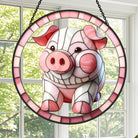 Pig Sun Catcher Decoration Stained Glass Window Hanging