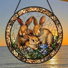 Rabbit Garden Sun Catcher Decoration Stained Glass Window Hanging