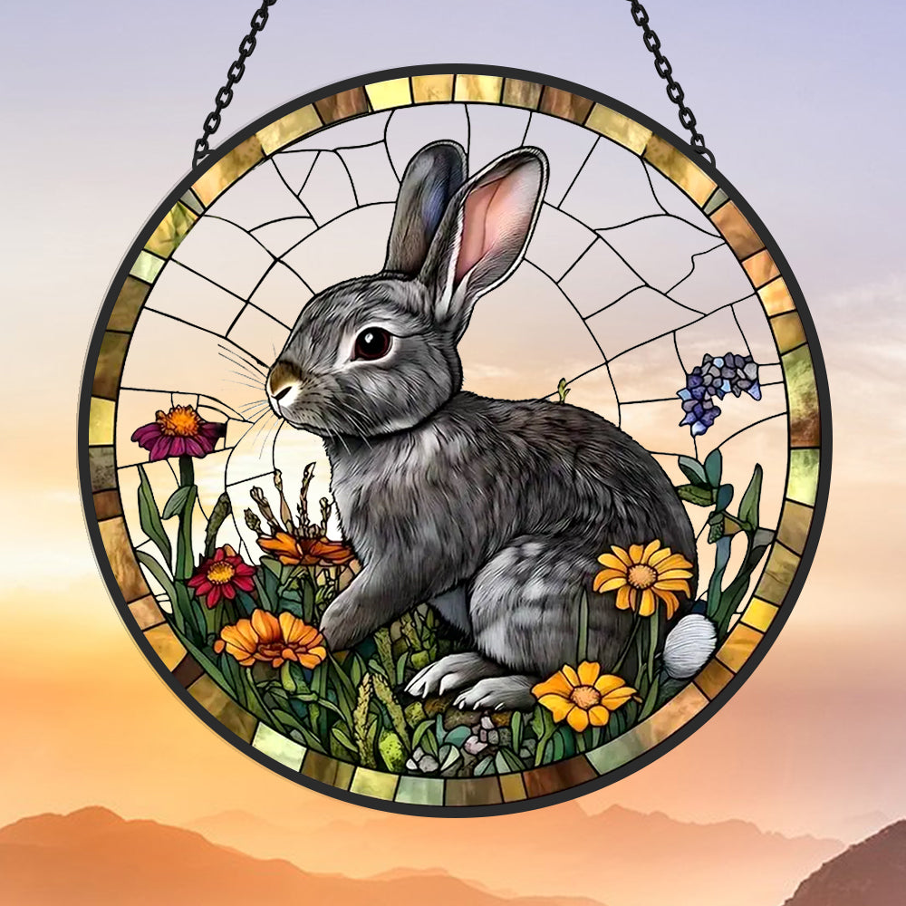 Rabbit Sun Catcher Decoration Stained Glass Window Hanging
