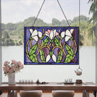 Rectangular Lily Sun Catcher Decoration Stained Glass Window Hanging
