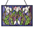 Rectangular Lily Sun Catcher Decoration Stained Glass Window Hanging