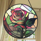 Rose Sun Catcher Decoration Stained Glass Window Hanging