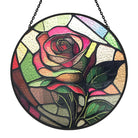 Rose Sun Catcher Decoration Stained Glass Window Hanging