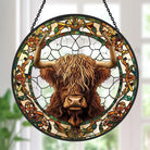 Scottish Highland Cow Sun Catcher Decoration Stained Glass Window Hanging