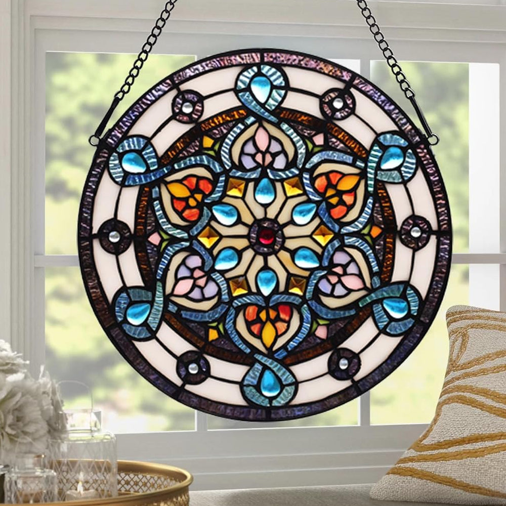 Snowflake Sun Catcher Decoration Stained Glass Window Hanging