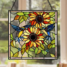 Sunflower and Birds Sun Catcher Decoration Stained Glass Window Hanging