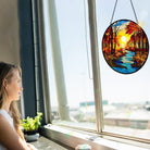 Sunrise Tree and River Sun Catcher Decoration Stained Glass Window Hanging