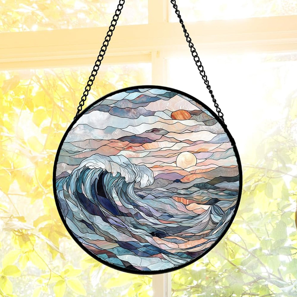 Sunrise Waves Sun Catcher Decoration Stained Glass Window Hanging