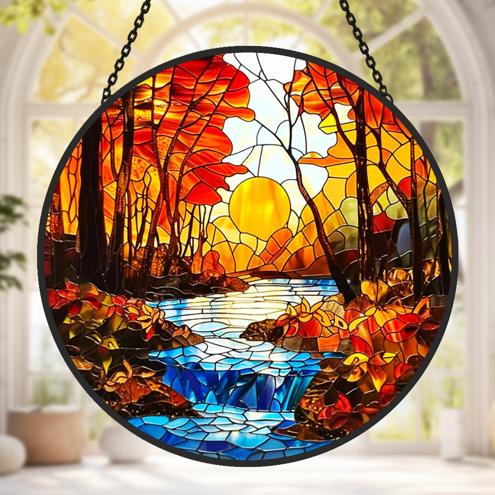 Sunset Sun Catcher Decoration Stained Glass Window Hanging