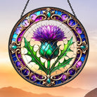 Thistle Flower Sun Catcher Decoration Stained Glass Window Hanging