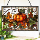 Translucent Pumpkin Sun Catcher Decoration Stained Glass Window Hanging