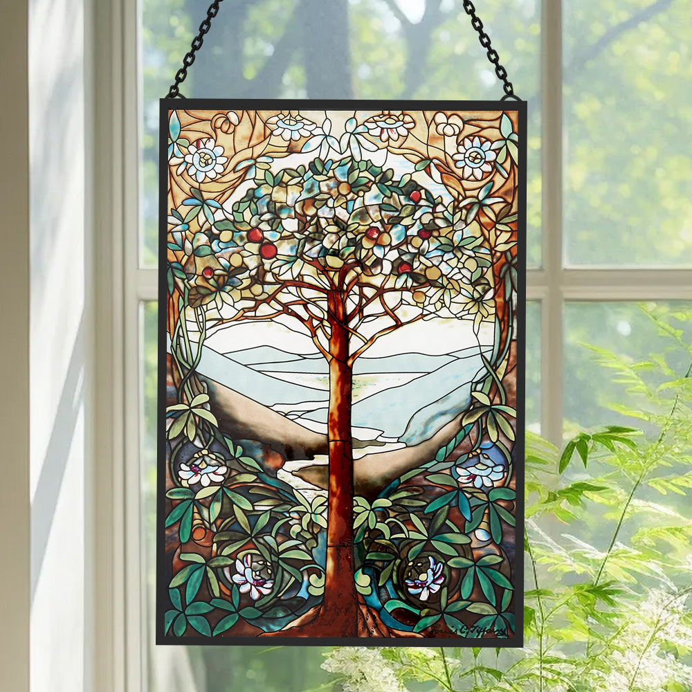 Tree of Life Sun Catcher Decoration Stained Glass Window Hanging