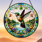 Vibrant Hummingbird Sun Catcher Decoration Stained Glass Window Hanging