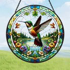 Vibrant Hummingbird Sun Catcher Decoration Stained Glass Window Hanging
