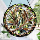 Vibrant Olive Tree Sun Catcher Decoration Stained Glass Window Hanging