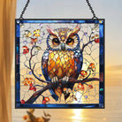 Vibrant Owl Sun Catcher Decoration Stained Glass Window Hanging