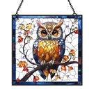 Vibrant Owl Sun Catcher Decoration Stained Glass Window Hanging