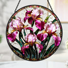 Vibrant Purple Iris Sun Catcher Decoration Stained Glass Window Hanging