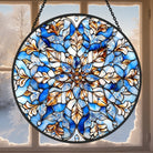 Whimsical Snowflake Sun Catcher Decoration Stained Glass Window Hanging