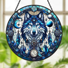 Wolf Sun Catcher Decoration Stained Glass Window Hanging