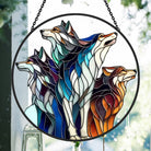 Wolf Sun Catcher Decoration Stained Glass Window Hanging